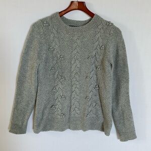 Boden Light Gray Cable Knit Sweater Medium